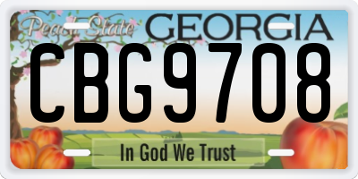 GA license plate CBG9708