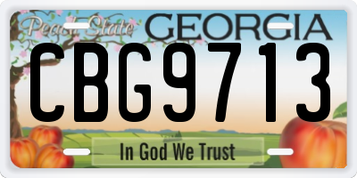 GA license plate CBG9713
