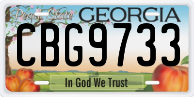 GA license plate CBG9733