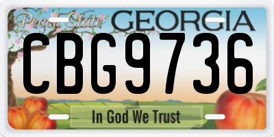 GA license plate CBG9736