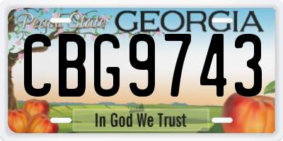 GA license plate CBG9743