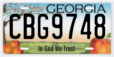 GA license plate CBG9748
