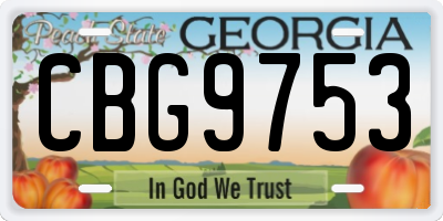 GA license plate CBG9753