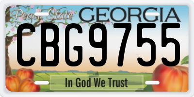 GA license plate CBG9755
