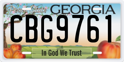 GA license plate CBG9761
