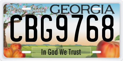 GA license plate CBG9768