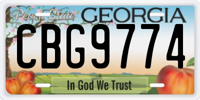 GA license plate CBG9774