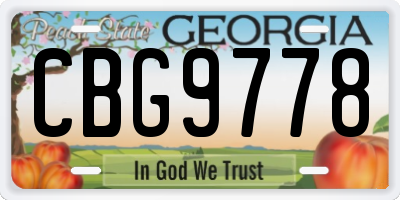 GA license plate CBG9778