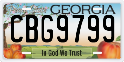 GA license plate CBG9799