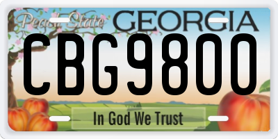 GA license plate CBG9800