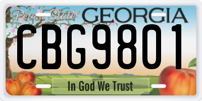 GA license plate CBG9801