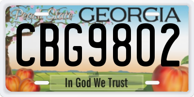 GA license plate CBG9802