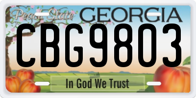 GA license plate CBG9803