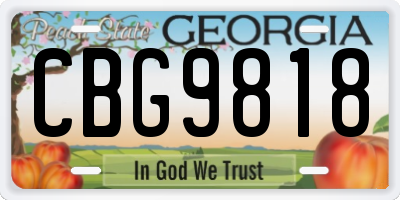 GA license plate CBG9818
