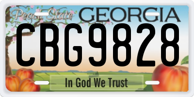 GA license plate CBG9828