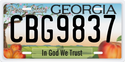 GA license plate CBG9837