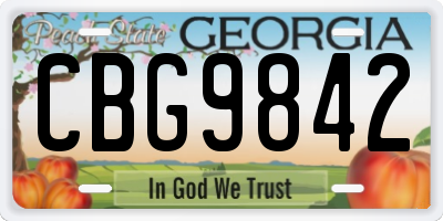 GA license plate CBG9842
