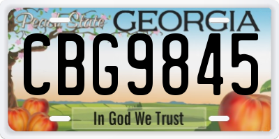 GA license plate CBG9845