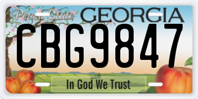 GA license plate CBG9847