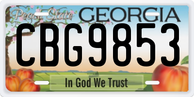 GA license plate CBG9853