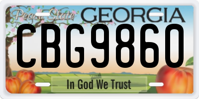GA license plate CBG9860