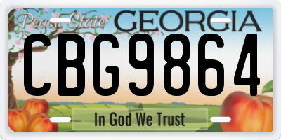 GA license plate CBG9864