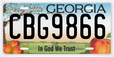 GA license plate CBG9866