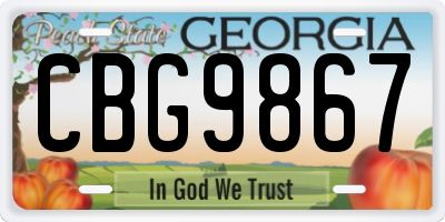 GA license plate CBG9867