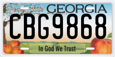 GA license plate CBG9868