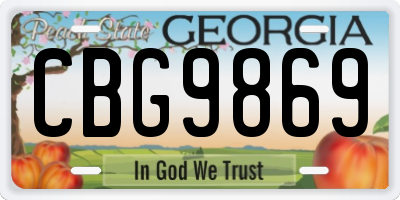 GA license plate CBG9869