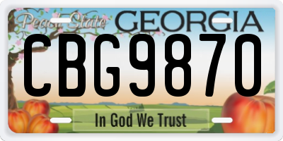 GA license plate CBG9870