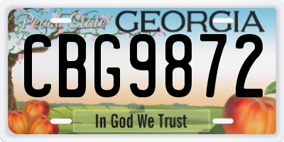 GA license plate CBG9872