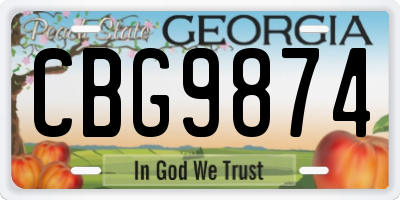 GA license plate CBG9874