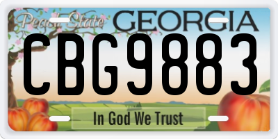 GA license plate CBG9883