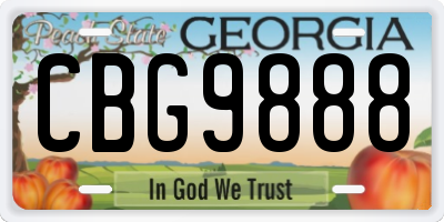 GA license plate CBG9888