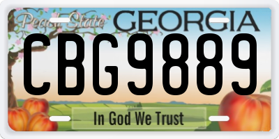 GA license plate CBG9889