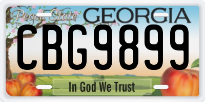 GA license plate CBG9899