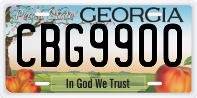 GA license plate CBG9900