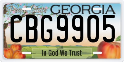 GA license plate CBG9905