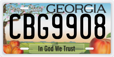 GA license plate CBG9908