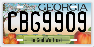 GA license plate CBG9909
