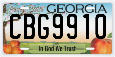 GA license plate CBG9910