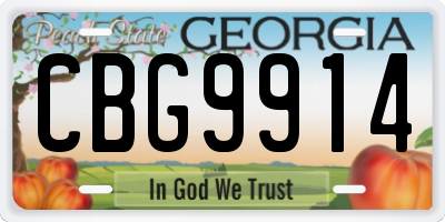 GA license plate CBG9914