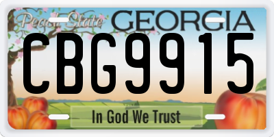 GA license plate CBG9915