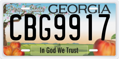 GA license plate CBG9917