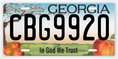 GA license plate CBG9920