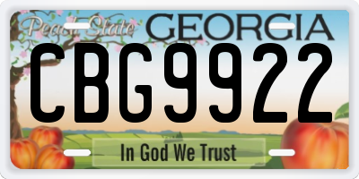 GA license plate CBG9922