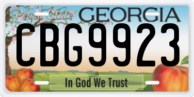 GA license plate CBG9923