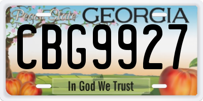 GA license plate CBG9927