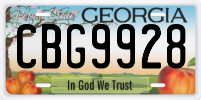 GA license plate CBG9928